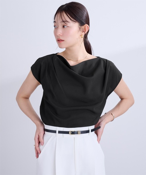 UR'S(ユアーズ)の「ショルダータックドレーププルオーバー(Tシャツ/カットソー・レディース・ブラック/ライトブルー/ピンク/ベージュ/ホワイト・L/M/S)」の19枚目の写真