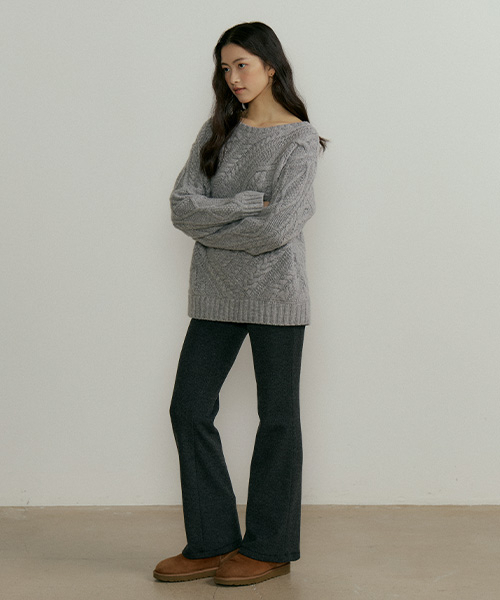 LINGSEOUL（リングソウル）の「fishermans knot knit-melange（ニット/セーター・レディース・グレー・FREE）」の2枚目の写真