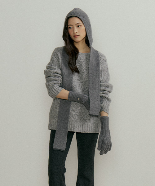 LINGSEOUL（リングソウル）の「fishermans knot knit-melange（ニット/セーター・レディース・グレー・FREE）」の4枚目の写真