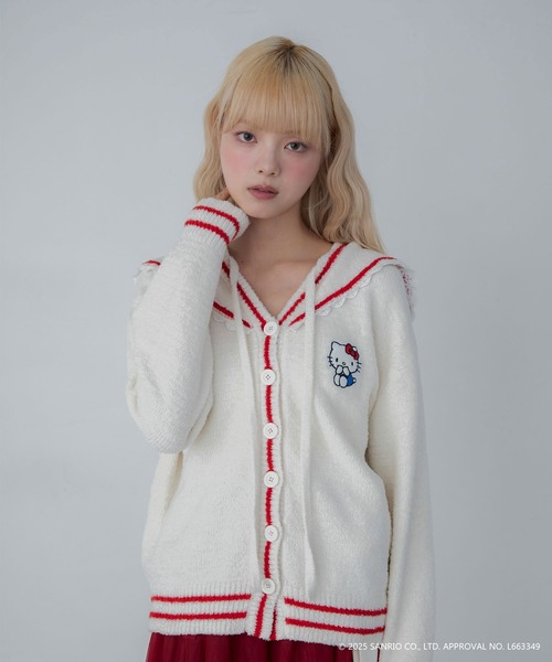 【新品】【在庫限り】 サンリオ ニットカーディガン ハローキティ sanrio（サンリオ） カーディガン 「HELLO KITTY コラボ」Vネックジャ