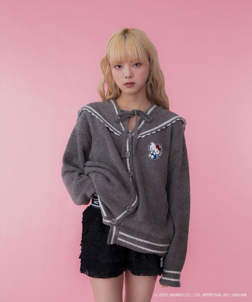 sanrio(サンリオ)の「【HELLO KITTY】ハローキティコラボ もこもこニット セーラーカーディガン(カーディガン/ボレロ・レディース・ホワイト/グレー・FREE)」の20枚目の写真