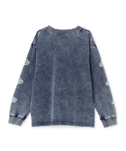 X-girl Stages（エックスガールステージス）の「ピグメントロゴ長袖Tシャツ（Tシャツ/カットソー・キッズ・ブルー/チャコール・100cm/120cm/80ｃｍ/90cm/140cm/110cm/130cm）」の9枚目の写真