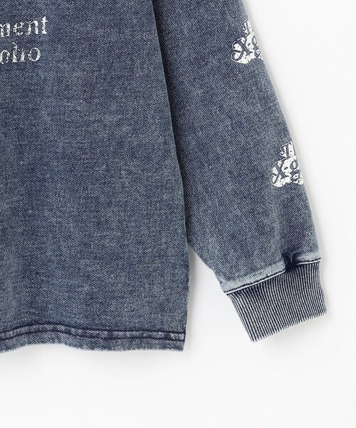 X-girl Stages（エックスガールステージス）の「ピグメントロゴ長袖Tシャツ（Tシャツ/カットソー・キッズ・ブルー/チャコール・100cm/120cm/80ｃｍ/90cm/140cm/110cm/130cm）」の4枚目の写真