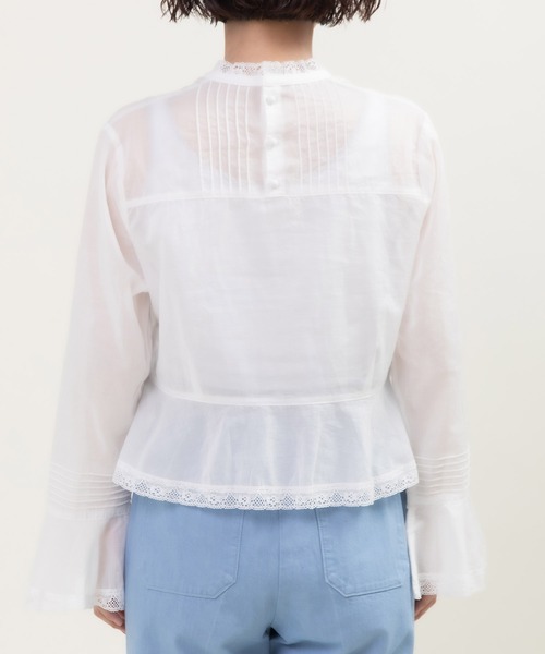 Dot&Stripes CHILD WOMAN(ドットアンドストライプス チャイルドウーマン)の「80ボイルレース ピンタックスタンドカラーブラウス(シャツ/ブラウス・レディース・ホワイト・FREE)」の20枚目の写真