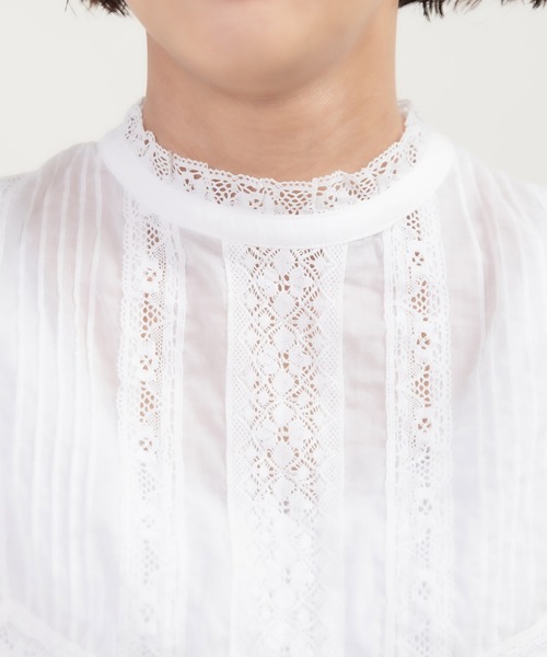 Dot&Stripes CHILD WOMAN(ドットアンドストライプス チャイルドウーマン)の「80ボイルレース ピンタックスタンドカラーブラウス(シャツ/ブラウス・レディース・ホワイト・FREE)」の21枚目の写真