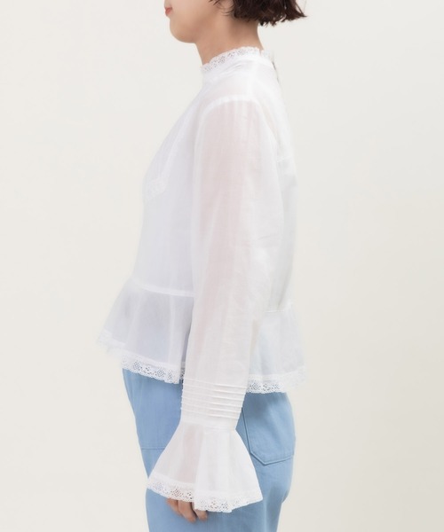 Dot&Stripes CHILD WOMAN(ドットアンドストライプス チャイルドウーマン)の「80ボイルレース ピンタックスタンドカラーブラウス(シャツ/ブラウス・レディース・ホワイト・FREE)」の19枚目の写真