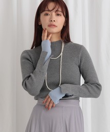 mysty woman | 袖レイヤード配色ニット 636274(ニット/セーター)