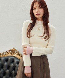 mysty woman | 袖レイヤード配色ニット 636274(ニット/セーター)