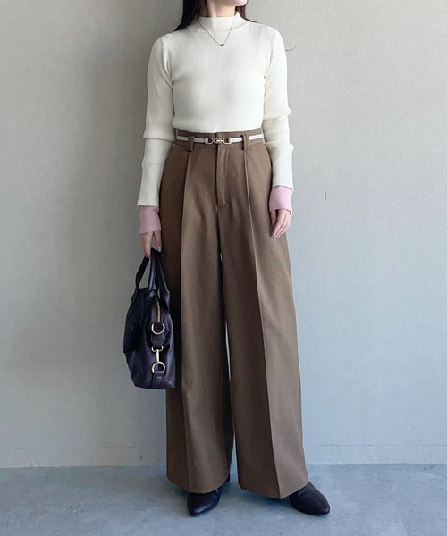 mysty woman(ミスティウーマン)の「袖レイヤード配色ニット 636274(ニット/セーター・レディース・グレー/ブラック系その他/アイボリー/ブラック・FREE)」の11枚目の写真