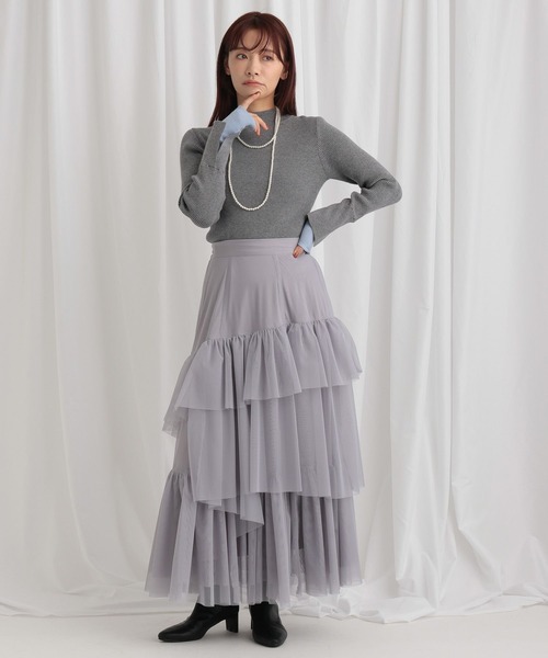 mysty woman(ミスティウーマン)の「袖レイヤード配色ニット 636274(ニット/セーター・レディース・グレー/ブラック系その他/アイボリー/ブラック・FREE)」の8枚目の写真