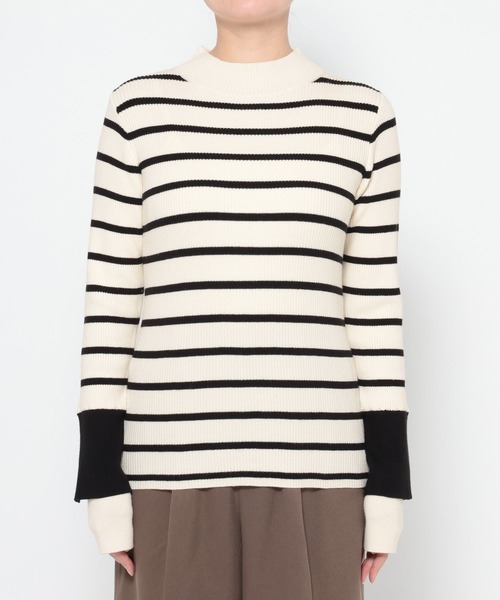 mysty woman(ミスティウーマン)の「袖レイヤード配色ニット 636274(ニット/セーター・レディース・グレー/ブラック系その他/アイボリー/ブラック・FREE)」の15枚目の写真