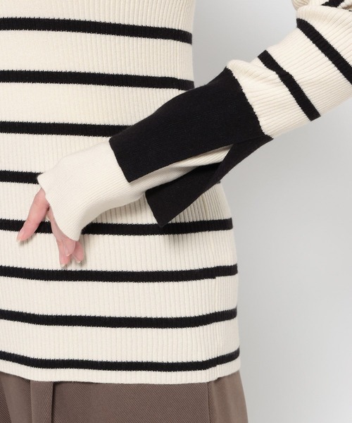mysty woman(ミスティウーマン)の「袖レイヤード配色ニット 636274(ニット/セーター・レディース・グレー/ブラック系その他/アイボリー/ブラック・FREE)」の20枚目の写真