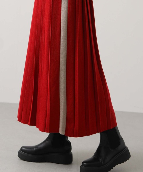 Liyoca（リヨカ）の「ウール混サイドラインプリーツニット（スカート・レディース・レッド/グレー・FREE）」の14枚目の写真