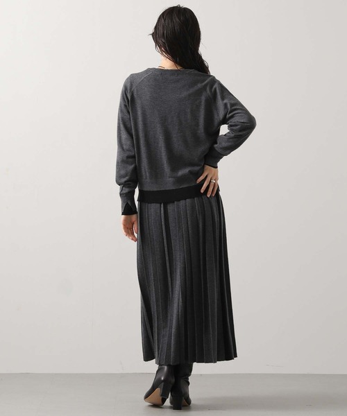 Liyoca（リヨカ）の「ウール混サイドラインプリーツニット（スカート・レディース・レッド/グレー・FREE）」の3枚目の写真