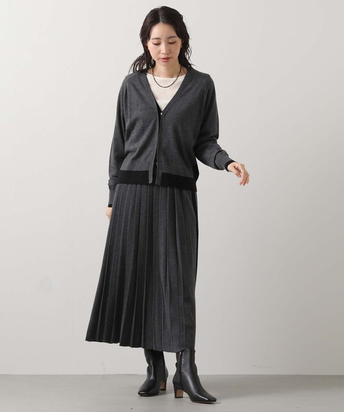 Liyoca（リヨカ）の「ウール混サイドラインプリーツニット（スカート・レディース・レッド/グレー・FREE）」の4枚目の写真