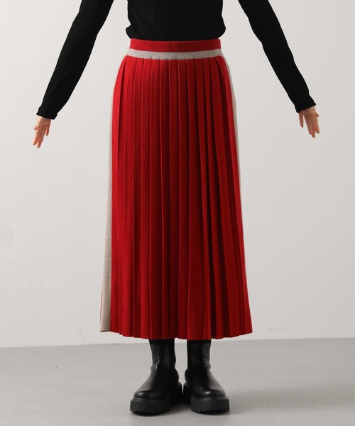 Liyoca（リヨカ）の「ウール混サイドラインプリーツニット（スカート・レディース・レッド/グレー・FREE）」の11枚目の写真