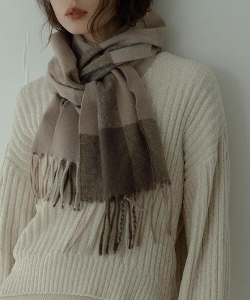 URBAN RESEARCH Sonny Label（アーバンリサーチサニーレーベル）の「ブロックチェックストール（ストール/ショール・レディース・グレー系その他/ブラウン系その他/ベージュ系その他・ONE）」の3枚目の写真