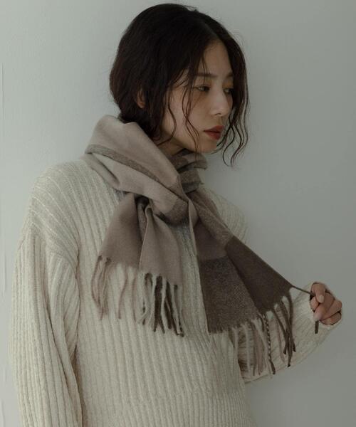 URBAN RESEARCH Sonny Label（アーバンリサーチサニーレーベル）の「ブロックチェックストール（ストール/ショール・レディース・グレー系その他/ブラウン系その他/ベージュ系その他・ONE）」の6枚目の写真