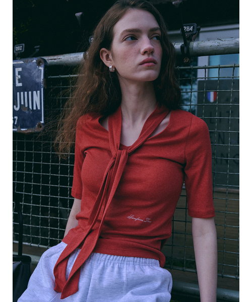 Tie half Top [BRICK RED]