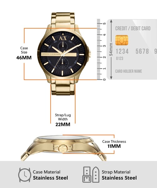 ARMANI EXCHANGE（アルマーニエクスチェンジ）の「アルマーニ・エクスチェンジ 腕時計 メンズ アナログ ステンレス AX2122（アナログ腕時計・メンズ・ゴールド・FREE）」の4枚目の写真