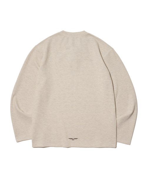 OGARP（オガープ）の「Waffle Henley Neck Long Sleeve Oatmeal（Tシャツ/カットソー・レディース・オートミール・1/2）」の2枚目の写真