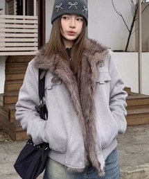 DIAVEL（ディアベル）の「【秋冬新作】2WAYボリュームファーカラームートンライクジャケット（ブルゾン・レディース）」