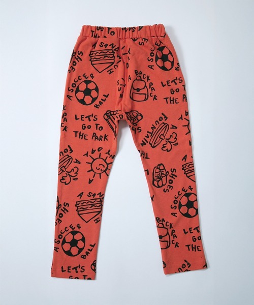 MAKE YOUR DAY（メイクユアデイ）の「ピクニックデー総柄リブパンツ■80～140cm（スウェットパンツ・キッズ・アイボリー/レッド・80/90/100/110/120）」の2枚目の写真