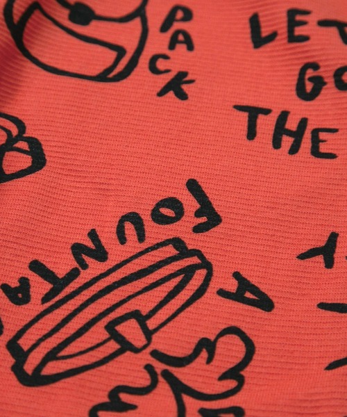 MAKE YOUR DAY（メイクユアデイ）の「ピクニックデー総柄リブパンツ■80～140cm（スウェットパンツ・キッズ・アイボリー/レッド・80/90/100/110/120）」の14枚目の写真