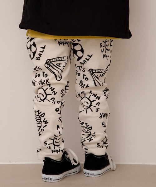 MAKE YOUR DAY（メイクユアデイ）の「ピクニックデー総柄リブパンツ■80～140cm（スウェットパンツ・キッズ・アイボリー/レッド・80/90/100/110/120）」の8枚目の写真