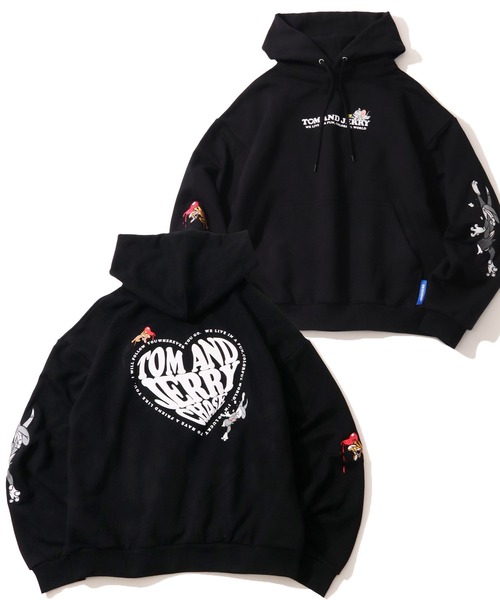 SEQUENZ（シークエンズ）の「【SEQUENZ/シークエンズ】Tom & Jerry Heart Chase Sleeve Graffiti Hoodie/トム & ジェリー ハート チェイス スリーブ グラフィック フーディー（パーカー・レディース・アッシュグレー/ネイビー/ワイン/ブラック・L/S/M）」の2枚目の写真