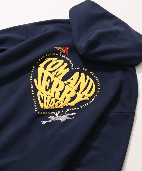 SEQUENZ（シークエンズ）の「【SEQUENZ/シークエンズ】Tom & Jerry Heart Chase Sleeve Graffiti Hoodie/トム & ジェリー ハート チェイス スリーブ グラフィック フーディー（パーカー・レディース・アッシュグレー/ネイビー/ワイン/ブラック・L/S/M）」の9枚目の写真