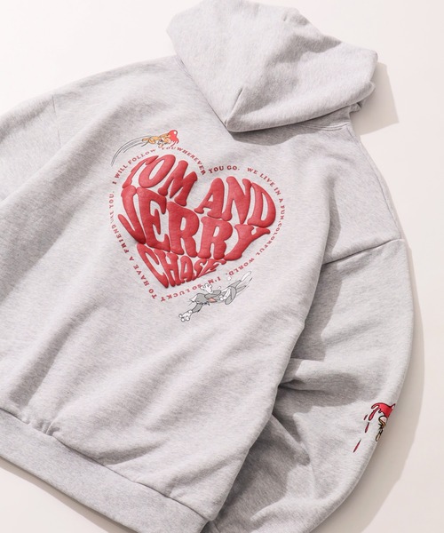 SEQUENZ（シークエンズ）の「【SEQUENZ/シークエンズ】Tom & Jerry Heart Chase Sleeve Graffiti Hoodie/トム & ジェリー ハート チェイス スリーブ グラフィック フーディー（パーカー・レディース・アッシュグレー/ネイビー/ワイン/ブラック・L/S/M）」の8枚目の写真