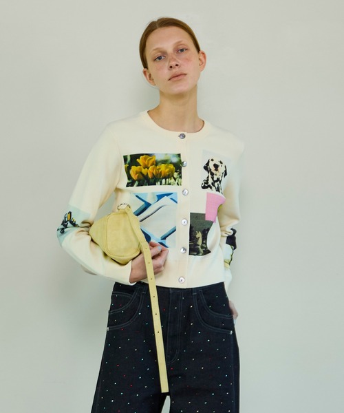 MAISON SPECIAL(メゾンスペシャル)の「Photo Collage Compact Knit Cardigan/フォトコラージュコンパクトニットカーディガン(カーディガン/ボレロ・レディース・ピンク/グレー/アイボリー・FREE)」の2枚目の写真