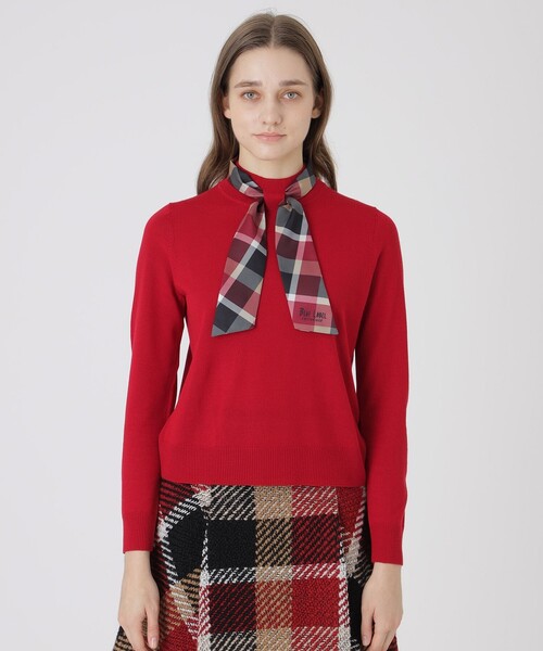 BLUE LABEL CRESTBRIDGE（ブルーレーベルクレストブリッジ）の「ウールアクリルブレンドスカーフニット（ニット/セーター・レディース・レッド系その他/オフホワイト/ブラック/ダークネイビー・38）」の4枚目の写真