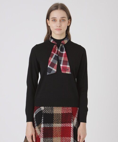 BLUE LABEL CRESTBRIDGE（ブルーレーベルクレストブリッジ）の「ウールアクリルブレンドスカーフニット（ニット/セーター・レディース・レッド系その他/オフホワイト/ブラック/ダークネイビー・38）」の2枚目の写真