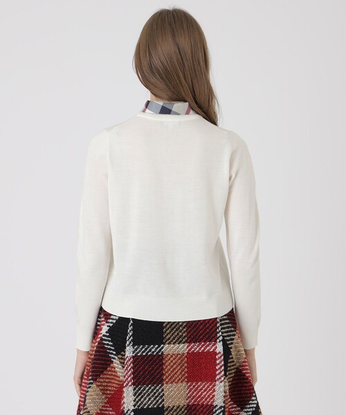 BLUE LABEL CRESTBRIDGE（ブルーレーベルクレストブリッジ）の「ウールアクリルブレンドスカーフニット（ニット/セーター・レディース・レッド系その他/オフホワイト/ブラック/ダークネイビー・38）」の7枚目の写真