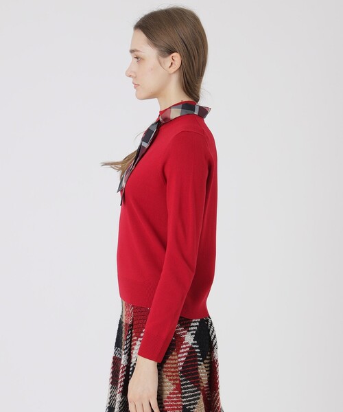 BLUE LABEL CRESTBRIDGE（ブルーレーベルクレストブリッジ）の「ウールアクリルブレンドスカーフニット（ニット/セーター・レディース・レッド系その他/オフホワイト/ブラック/ダークネイビー・38）」の18枚目の写真