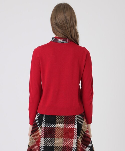 BLUE LABEL CRESTBRIDGE（ブルーレーベルクレストブリッジ）の「ウールアクリルブレンドスカーフニット（ニット/セーター・レディース・レッド系その他/オフホワイト/ブラック/ダークネイビー・38）」の19枚目の写真