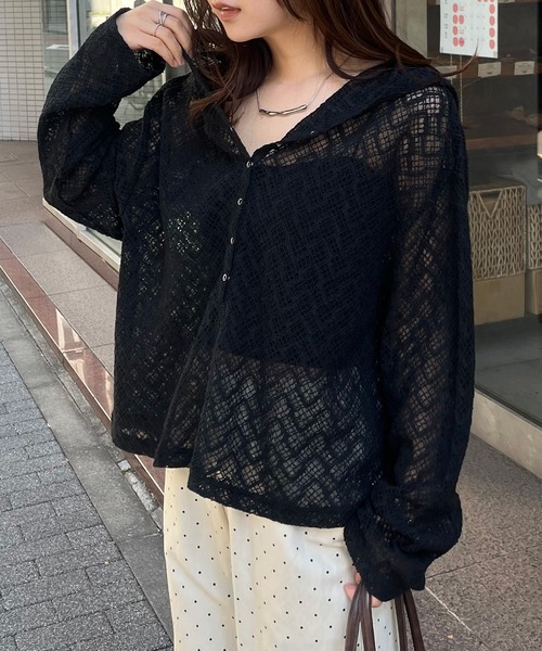 セール】レースフーディートップス（Tシャツ/カットソー）｜RANAN