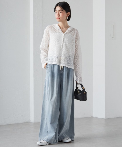RANAN(ラナン)の「レースフーディートップス(Tシャツ/カットソー・レディース・ブラック/ホワイト・L/LL/M)」の10枚目の写真