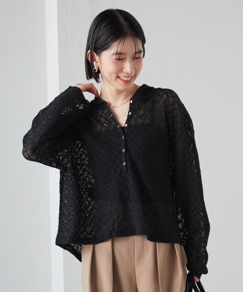 RANAN(ラナン)の「レースフーディートップス(Tシャツ/カットソー・レディース・ブラック/ホワイト・L/LL/M)」の15枚目の写真
