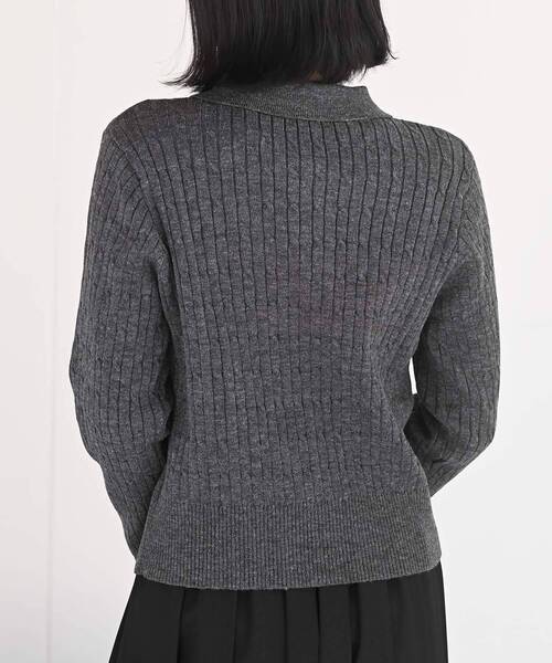 rps（アールピーエス）の「ケーブルポロニットカーディガン（カーディガン/ボレロ・レディース・グレー系その他/アイボリー/レッド・フリー）」の10枚目の写真