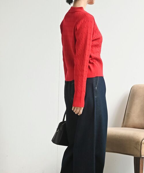 rps（アールピーエス）の「ケーブルポロニットカーディガン（カーディガン/ボレロ・レディース・グレー系その他/アイボリー/レッド・フリー）」の14枚目の写真