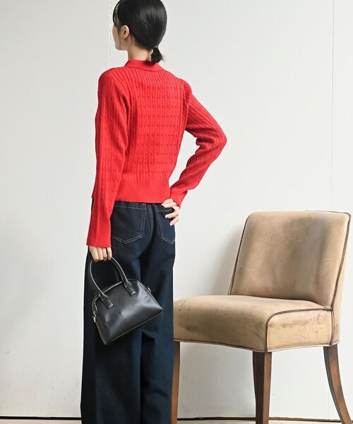 rps（アールピーエス）の「ケーブルポロニットカーディガン（カーディガン/ボレロ・レディース・グレー系その他/アイボリー/レッド・フリー）」の15枚目の写真