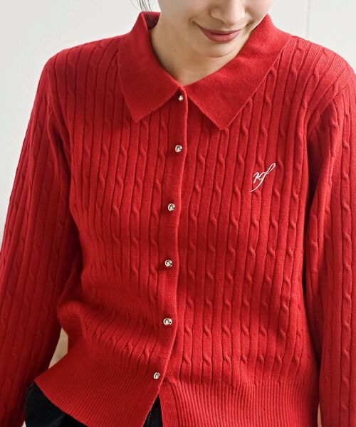 rps（アールピーエス）の「ケーブルポロニットカーディガン（カーディガン/ボレロ・レディース・グレー系その他/アイボリー/レッド・フリー）」の17枚目の写真