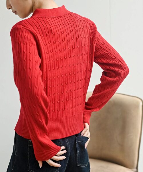 rps（アールピーエス）の「ケーブルポロニットカーディガン（カーディガン/ボレロ・レディース・グレー系その他/アイボリー/レッド・フリー）」の18枚目の写真