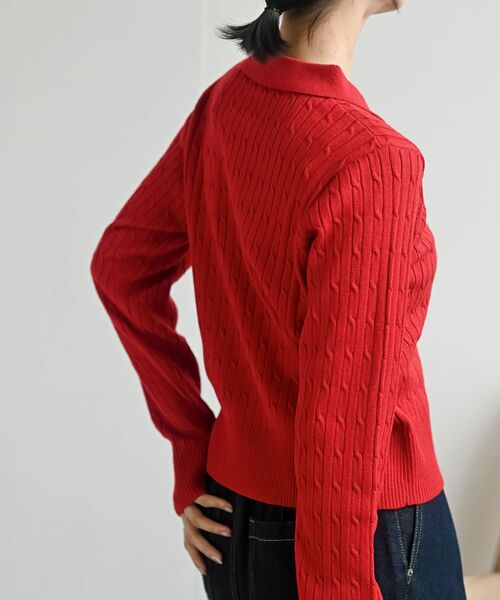 rps（アールピーエス）の「ケーブルポロニットカーディガン（カーディガン/ボレロ・レディース・グレー系その他/アイボリー/レッド・フリー）」の19枚目の写真