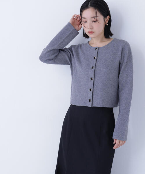NATURAL BEAUTY BASIC（ナチュラルビューティーベーシック）の「◇ハートボタンニットジャケット（カーディガン/ボレロ・レディース・ブラック/ライトグリーン/オフホワイト/グレー・FREE）」の21枚目の写真