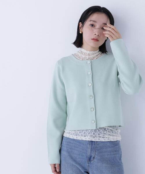 NATURAL BEAUTY BASIC（ナチュラルビューティーベーシック）の「◇ハートボタンニットジャケット（カーディガン/ボレロ・レディース・ブラック/ライトグリーン/オフホワイト/グレー・FREE）」の15枚目の写真