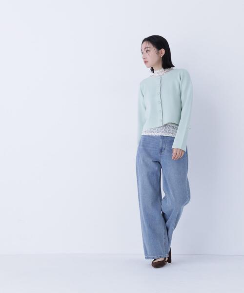 NATURAL BEAUTY BASIC（ナチュラルビューティーベーシック）の「◇ハートボタンニットジャケット（カーディガン/ボレロ・レディース・ブラック/ライトグリーン/オフホワイト/グレー・FREE）」の12枚目の写真